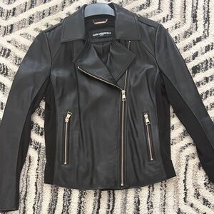 Karl Lagerfeld Sleek Black GENUINE LEATHER Jacket